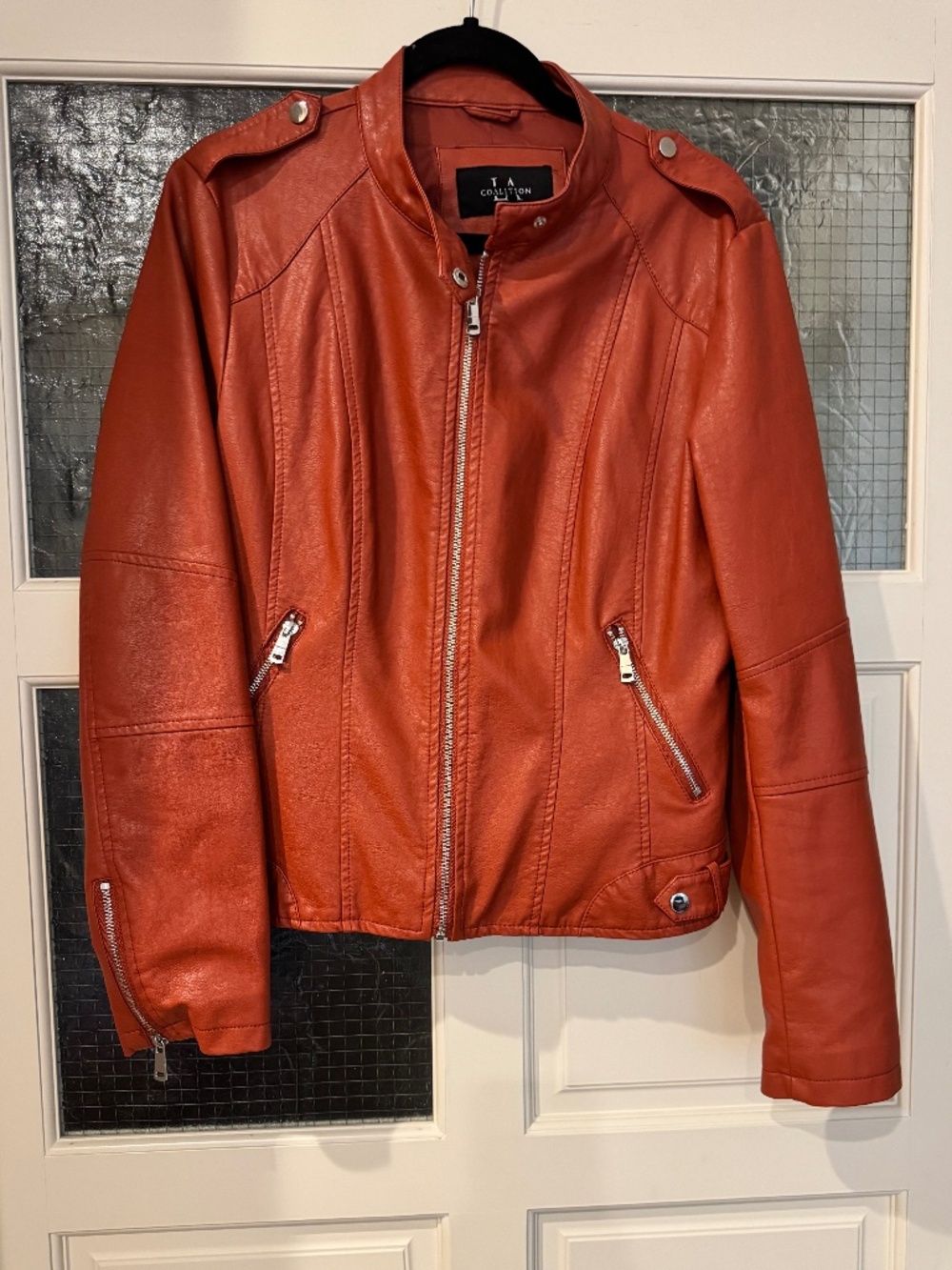 LA Coalition Faux Leather Jacket in an amazing shade of pumpkin! Like new!